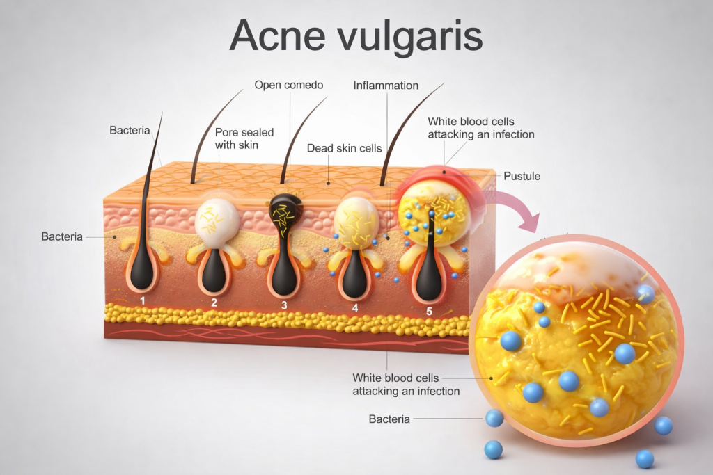 mụn trứng cá-nguyên nhân hình thành mụn