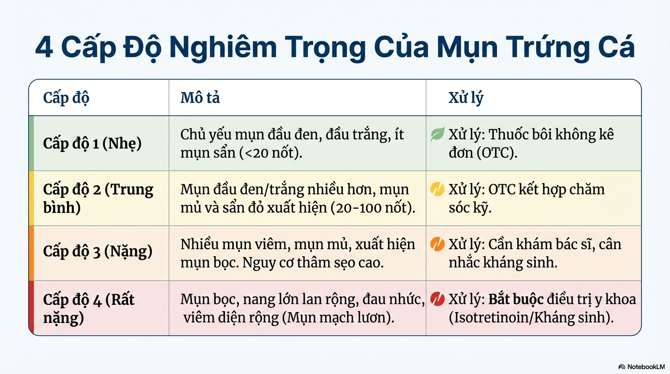 mụn trứng cá- các cấp độ nghiêm trọng